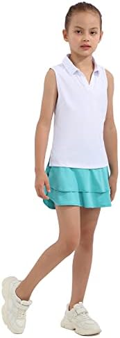 Девојки за девојчиња Мериабни, без ракави голф-кошули против атлетски тенис на вратот, врвови на облека за 6-13 години на возраст од