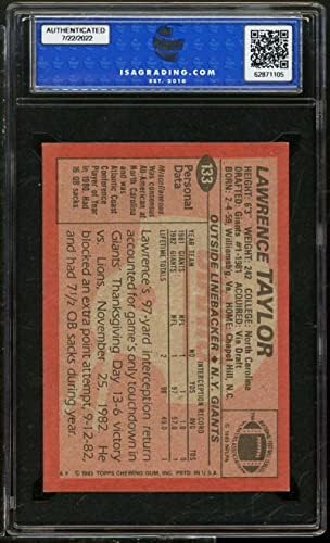 Лоренс Тејлор картичка 1983 Топпс 133 Иса 8,5 nm-mt+