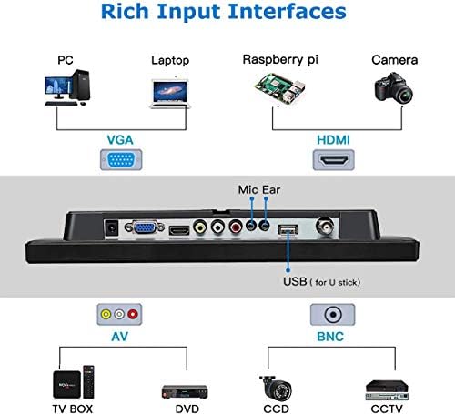 10.1 инчен IPS LCD LCD Full HD монитор 1280 x 800 со HDMI VGA BNC AV USB функција за FPV видео приказ ДВД-CCTV безбедносен систем со вграден