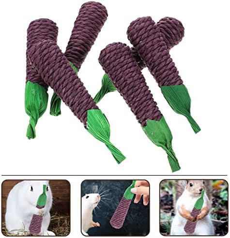 Логиофун 6 парчиња зајак џвакање играчки модар патлиџан во форма на зајаче играчки со хрчак моларни играчки мали животни