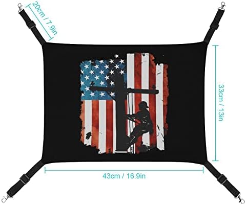 Линеман Американски знаме Електричен кабел Линеман ПЕТ хамак удобно прилагодлив кревет за виси за мали животни кучиња мачки хрчак