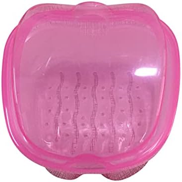 Shanlily Puturether Box Case Case Case Chip со чаша за бања за бања со центри, лажна заби за складирање на заби Транспарентност розова јаболко форма