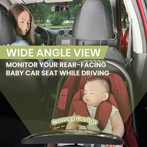 Keababies Голем расипување на огледало за бебиња и капаци на седиштата за автомобили за бебиња - Безбедносно огледало на седиштето за бебиња -
