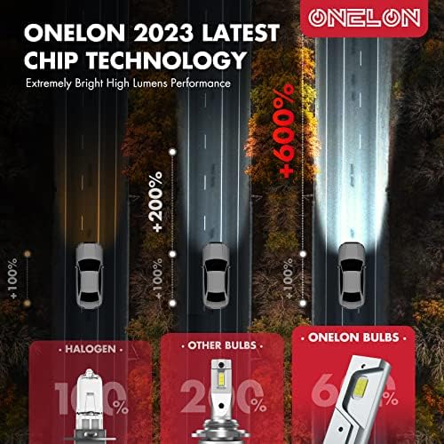 ONELON 9005/HB3 LED Светилки, 120w 30000 Лумени Супер Светла LED Фарови Конверзија Комплет 6500K Кул Бела IP68 Водоотпорен, Пакет