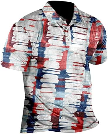 4 -ти јули Смешни кошули Мажи за западно машко врвот со дневно печатење со кратки ракави со кратки ракави модерно лабава кошула за фитинг