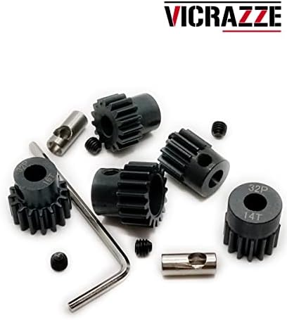 Vicrazze 32P 5mm Pinion Gear Set 13T 14T 15T 16T 17T со 1/8 инчен спојник и хексадецимален клуч за 0,8 метрички терен RC Buggy