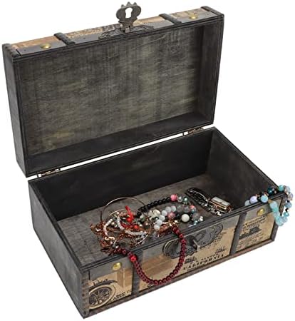 Кутија за накит PLPLAAOO, гроздобер дрвена кутија за накит, кутија со големи капацитети, кутија за складирање на накит, голем гроздобер накит