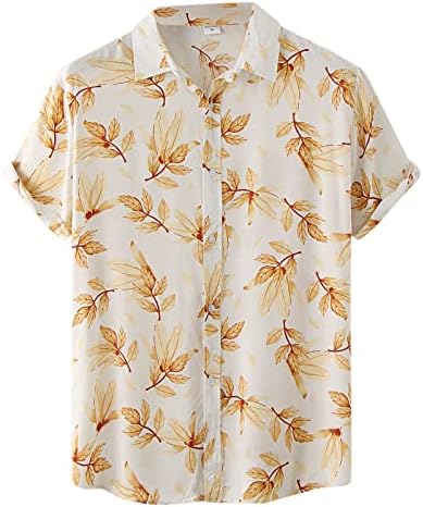 XXBR машки хавајски кошули, графичко печатено копче надолу гроздобер кратки ракави врвови летен одмор на летни врвови на плажа