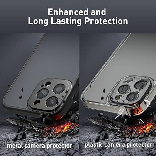 Грогон дизајниран за iPhone 13 Pro Max Case, [Заштитник на метална камера со една парција] Подобрена заштита против капки, куќиште