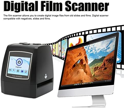 Скенер за филмови, дигитален LCD екран во боја на 2,4 инчи, USB преносен скенер за слики со повеќе јазици, за слајдови на црна бела боја на