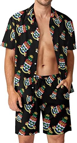 Кајмански острови Палто на оружје мажи 2 парчиња Хавајско копче надолу лабаво вклопени маички кошули панталони за плажа панталони