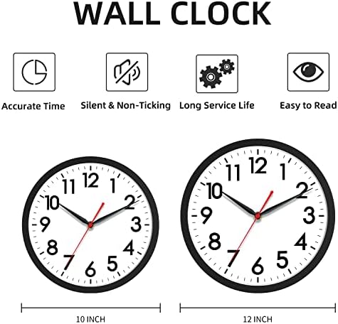 Акцисо Ѕид Часовник 12 Инчен Тивок Не - Отчукувачки Модерни Ѕидни Часовници Батерија-Аналоген Класичен Часовник За Канцеларија,