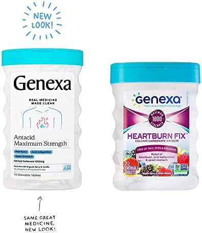 Максимална јачина на генекс антацид - 72 таблети - редуктор на калциум карбонат киселина, не -ГМО, сертифициран глутен, без талк, без вештачки