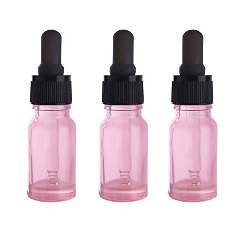 3 парчиња розово стакло есенцијално масло шишиња со шишиња контејнери празни тркалезни шишиња со диспензерот за стакло за очи за пренесување