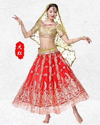 Нов костум за танцување во стомакот во Боливуд Индиски фустани за жени кои танцуваат костуми врвови за изведба на перформанси