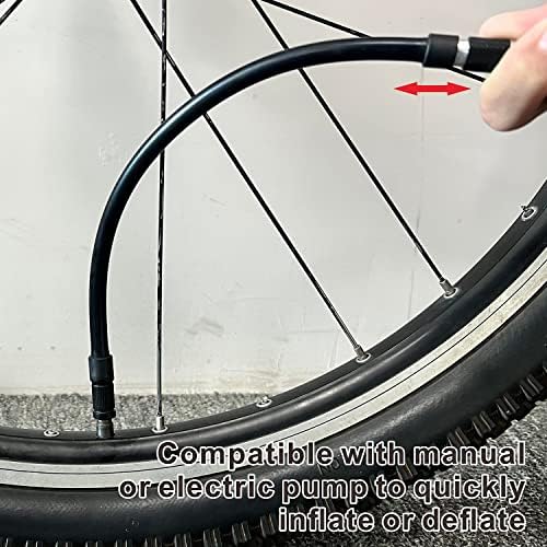 Црево за продолжување на пумпата за велосипеди Ctrepower со функција за дефлација - 11,2 инчи долги засилени двојно внатрешно плетенка EPDM