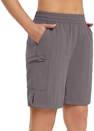 Baleaf Womens 7 Шорцеви за пешачење со џебови од патенти лето брзо суво најлонско лесни меки шорцеви за дебели бутови