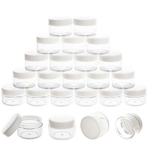 Zejia 100pcs 5 грам козметички контејнери бели примероци тегли ситни контејнери за примерок од шминка со капаци