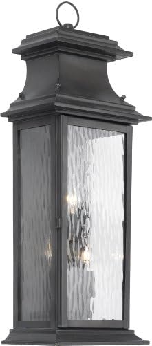 Елк осветлување провинциски 3-светло водно стакло на отворено wallиден фенер, јаглен