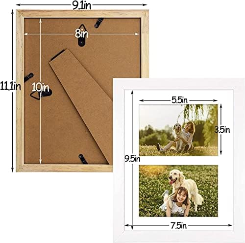 Голден Стејт Арт, 4x6 Двојна рамка за слики во бела - 8x10 рамка за колаж, цврсто дрво со калено стакло - хоризонтални и вертикални формати за
