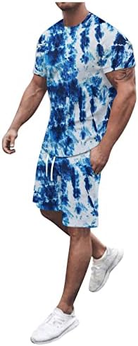 Менски кратки комплети 2 парчиња облека за машки 3Д костум на отворено летна фитнес дво-парчиња големи масти со долг ракав