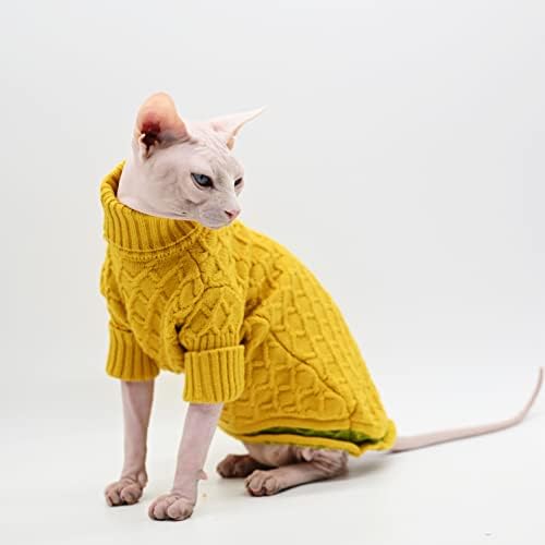 Сфинкс облека за мачки плетени меки високи модни мода со висока врата задебелена топла зимска облека без влакна мачка облека Девон