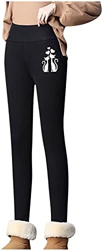 Хелеги на руно женски зимски топли термички хеланки со високи половини тенок истегнат хулахопки панталони со кадифени панталони за тренингот