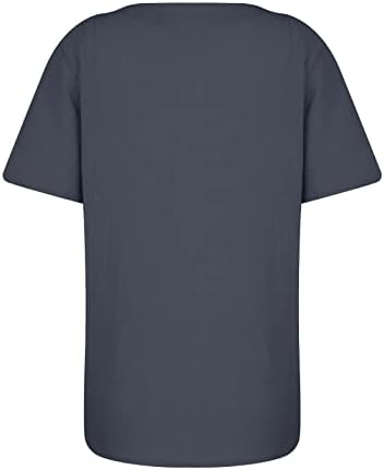 Женски цветни печати боемска маица со кратки ракави, тркалезна врата, копче за блуза од кошула надолу, надолу на врвовите на туниката