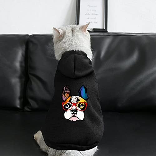 Портрет француски булдог кучиња качулка пуловер џемпер облека за миленичиња облеки со качулка за кучиња за кучиња и мачки