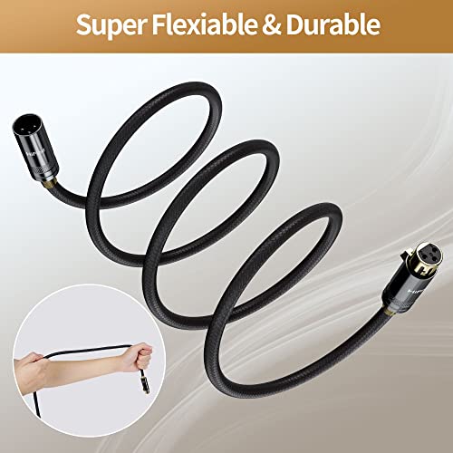 Кабел за микрофон за микрофон Hifind XLR 6 ft Балансиран кабел за звучници XLR, 3-пински заштитен маж до женски микро кабел, кабел