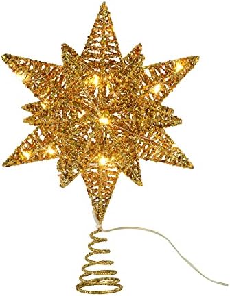 Топер за новогодишна Елка Сјај Златна Метална Ѕвезда Топер За Елка Врвен Декор И Украс За Декорација На Викендички