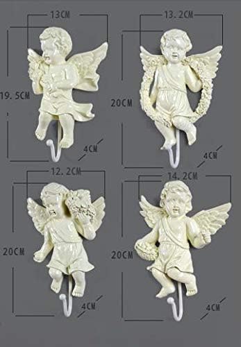 XMZFQ Wallидни куки креативни ангелски декоративни wallидни куки за палто за висечки палта, шалови, торби, чанти, ранци, сет од 4, а