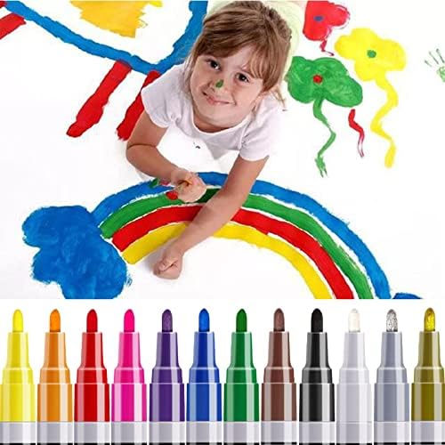 Teemoon 10 пакет Акрилни маркери за боја, пенкала, 10 бои Премиум бои уметнички маркер пенкало поставено за рок -сликарство,