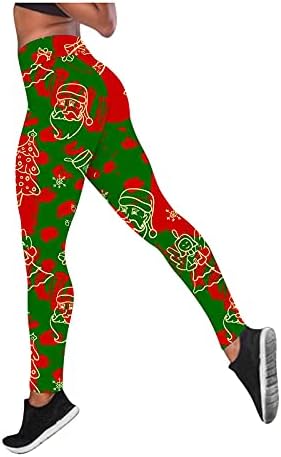 Божиќни јога панталони Здфер за жени, Божиќна снегулка за печатење на задник за кревање на задниот дел од половината за контрола на стомакот