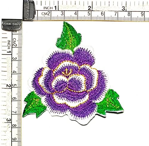 Кленплус 2 парчиња. Виолетова Роза Лепенка Убави Цвеќиња Цветни Железо На Лепенка Везена Апликација Шие На Лепенка За Облека