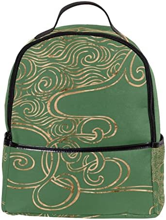 VBFOFBV Патнички ранец, ранец на лаптоп за жени мажи, моден ранец, гроздобер јапонски зелени златни линии