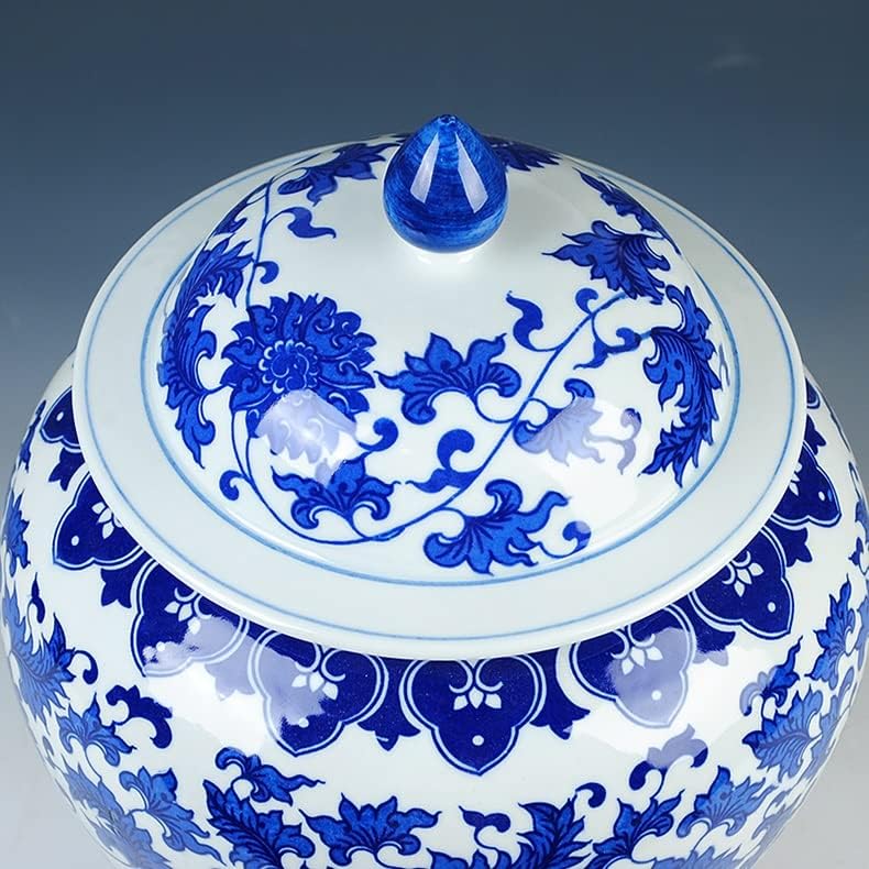 Zjhyxyh Класичен кинески сино -бел тегли Антички порцелански колекција на ѓумбир тегли