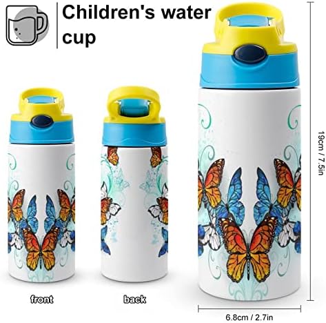 Термос чаша 500 мл пеперутка изолирана шише со вода со слама за спорт и патување