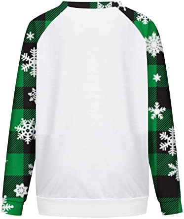 Џемпери за женски пуловер на Nokmopo, женски обичен моден моден Божиќен печати со долг ракав О-врат за влечење на врвот на врвот на