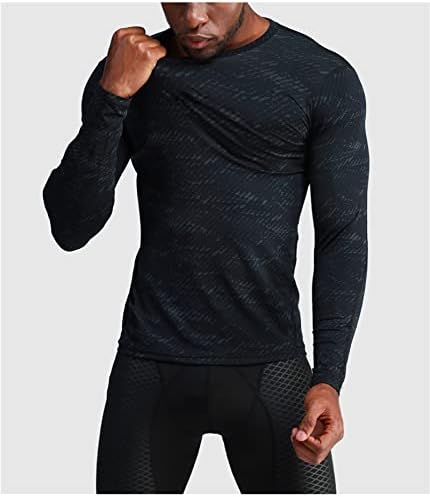 Менс екипаж Атлетски кошули со долги ракави Компресија за компресија маица Брзи суви суви долна облека за дишење на теретани
