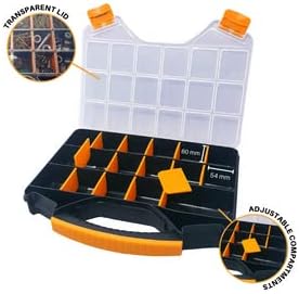 J.C Алатки - Организатор на алатки кутија со делители 18 оддели Организатор на мали делови со достапен капак со шарки - трајни пластични завртки