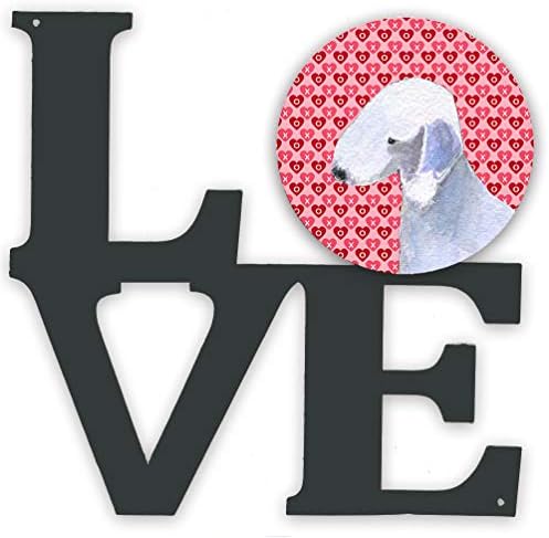Богатствата НА каролина SS4483WALV Bedlington Териер Срца Љубов И Денот На Вљубените Портрет Метал Ѕид Уметнички Дела Љубов,