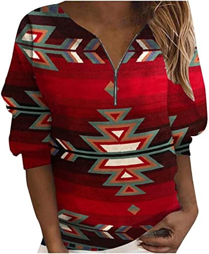 Обични кошули на женски полу -патенти на Западен Ацтек етнички стил геометрија ПРИНВЕР ПЕНТИВЕР ВОВЕРСК