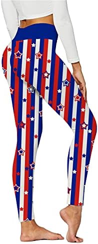 Жени Беспрекорно Гребење Задник Хеланки Печатење На Американско Знаме Ултра Меки Јога Панталони Со Висок Струк Подигнување На Задникот