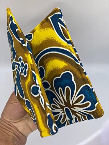Сет од 2 сини и жолти хавајски цвеќиња џебови со џебови; Рачно изработено во САД