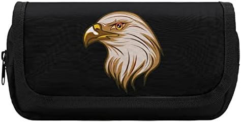 Гроздобер американско знаме ќелав орел молив кутија двојно поштенско пенкало торба со голем капацитет држач за канцеларија за домашна канцеларија