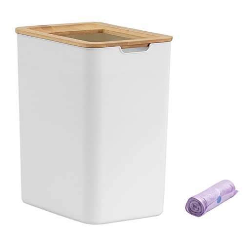 Doxiglobal ѓубре за отпадоци со отпадоци со отпадоци од дрво, мал контејнер за ѓубре, бело за домашна кујна за бања кујна