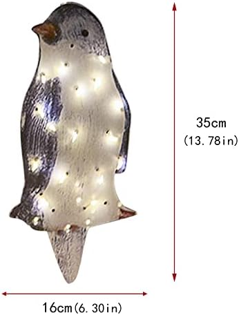 3 парчиња лесен пингвин Божиќен декор, симпатичен божиќен осветлен пингвин удел со 20 лежени жици, осветлете ги Божиќните украси
