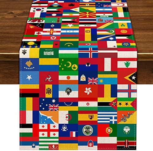 Непнусер Меѓународно Знаме Маса Тркач За Целиот Свет Тематските Деца Роденден Декорација Трпезарија Дома Декор