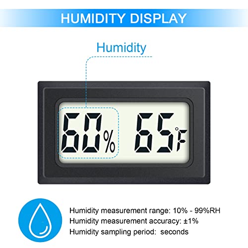Мини Дигитален Термометар 2-Пакет Хигрометар Внатрешен Монитор За Влажност Температура Мерач На Влажност Со Фаренхајт За Навлажнувачи,